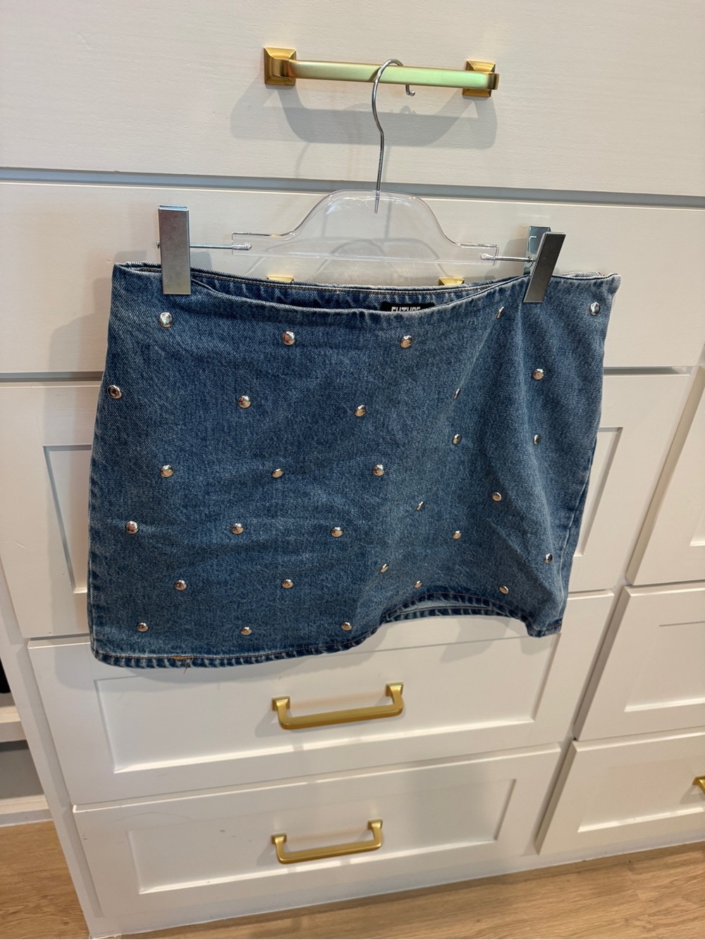 Studded Denim Mini Skirt